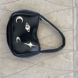 Black Designer Women's Bag with Silver Accents